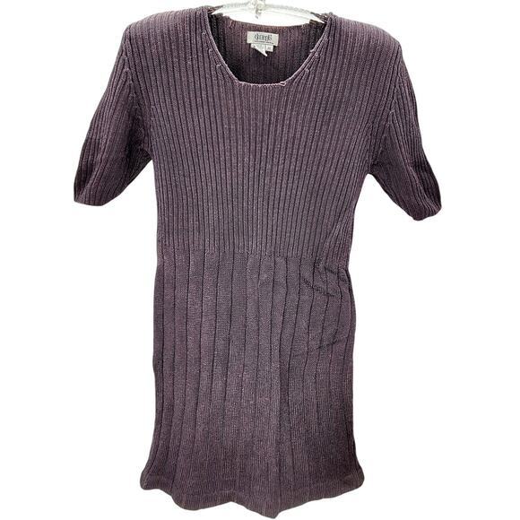 Elements Spiegel Vintage Purple Rib Knit Stretchy‎ Short Sleeve Midi Dress - Picture 1 of 12